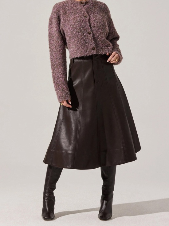 Astr Dresses & Skirts - ASTR the label faux leather Women's Dark Brown A-Line Midi Skirt